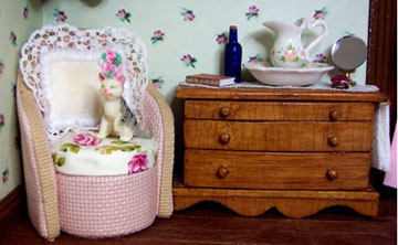 The chair is covered in pink binca